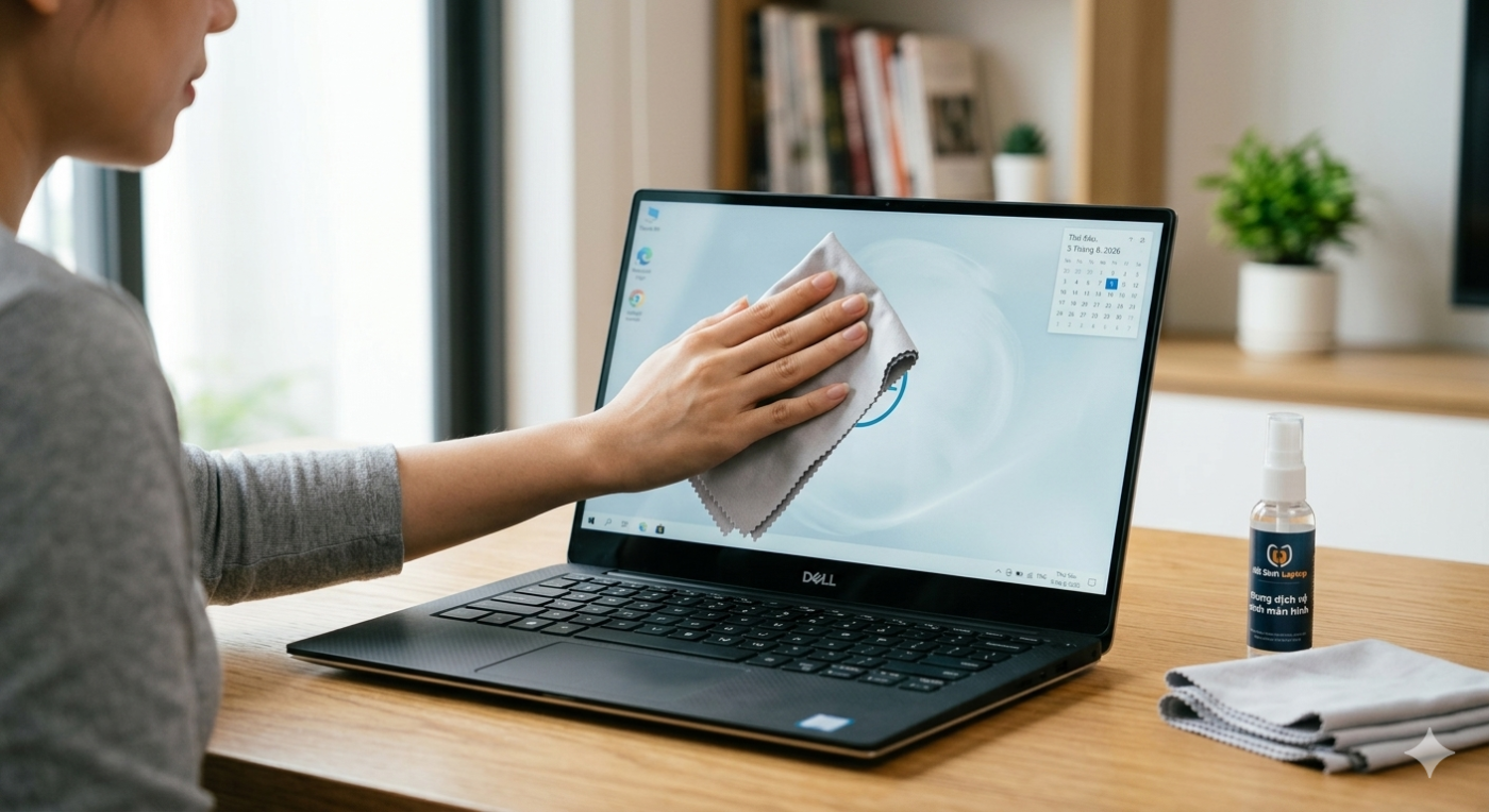 cách vệ sinh laptop phần màn hình