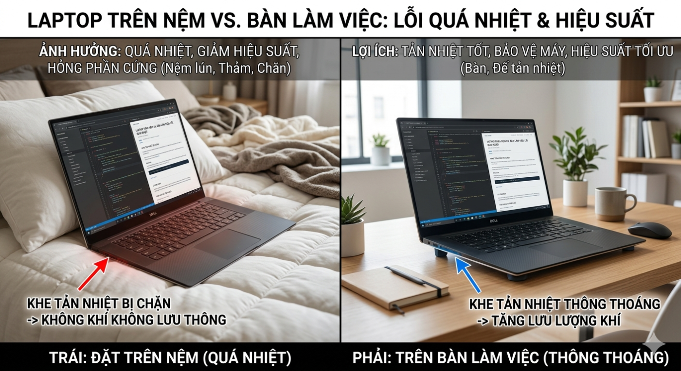 các thói quen xấu khi dùng laptop